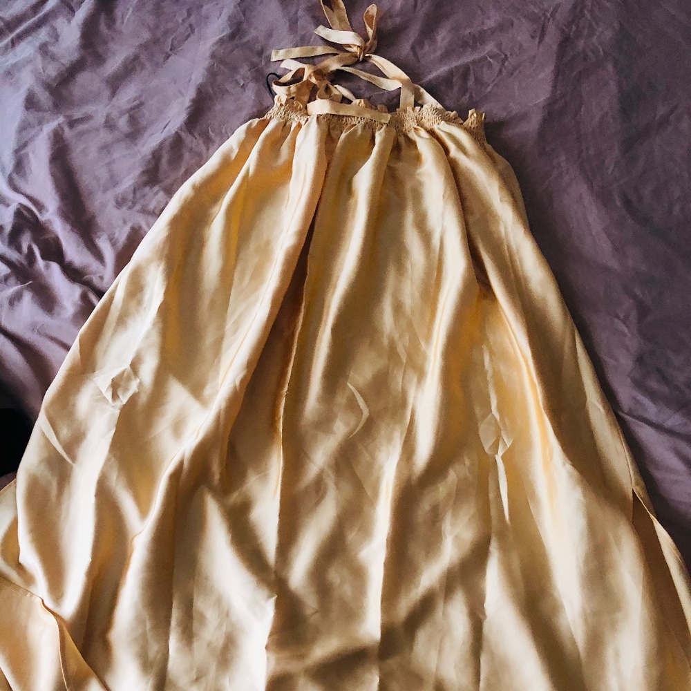 Yellow silk maxi dress